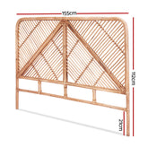 Artiss Bed Headboard Queen Bedhead Rattan - FRED Pine